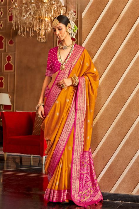 Orange Pure Patola Saree – DEVATITHI