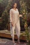 Buy Ivory Crepe Pearls, Embroidery V-neck Shaheen Dhoti Jumpsuit And ...