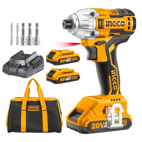 Ingco Brushless Impact Driver 20V Li-Ion Cordless Impact Driver With ...
