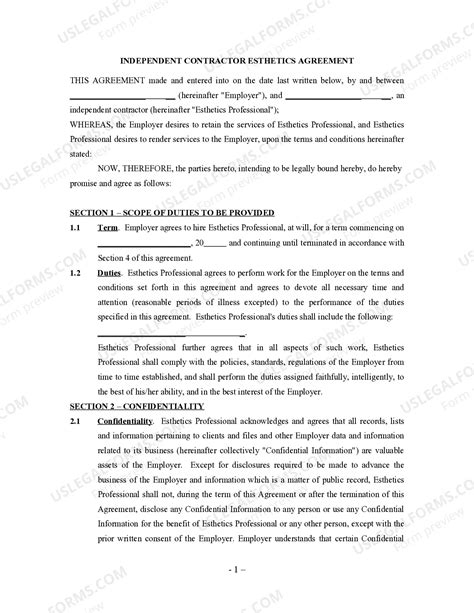 Independent Contractor Agreement Template Free