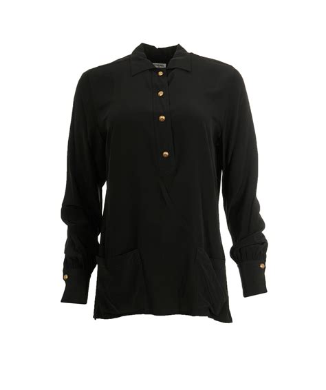 Chanel Gold Button Pullover SIlk Shirt Black ASL9147 – Luxury Promise