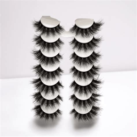 False Eyelashes Fluffy Mink Lashes Cat-Eye 18mm Wispy Long 8D Volume ...