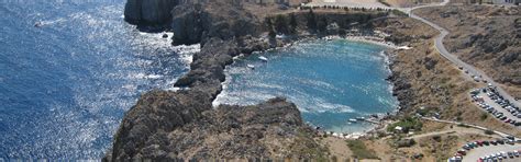 Download wallpaper sea, Bay, Greece, horizon, sun glare, Lindos, Rhodes ...