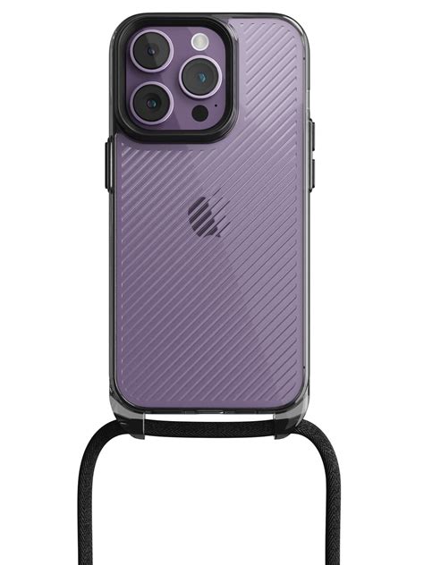 Clear Diagonals Crossbody Sling Case for iPhone 14 Pro - Black