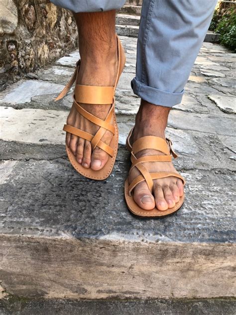 Handmade Leather Slingback Sandals, Mens Sandals, Greek Summer Shoes ...