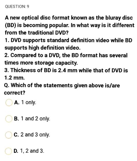 Upsc question and solution - QUESTION: 9 A new optical disc format ...