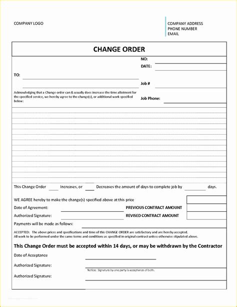 Contractor Change order Template Free Of 3 Construction Change order ...