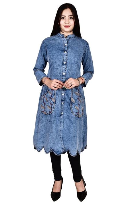 Marble Blue Denim Kurta for Women (44) : Amazon.in: Fashion