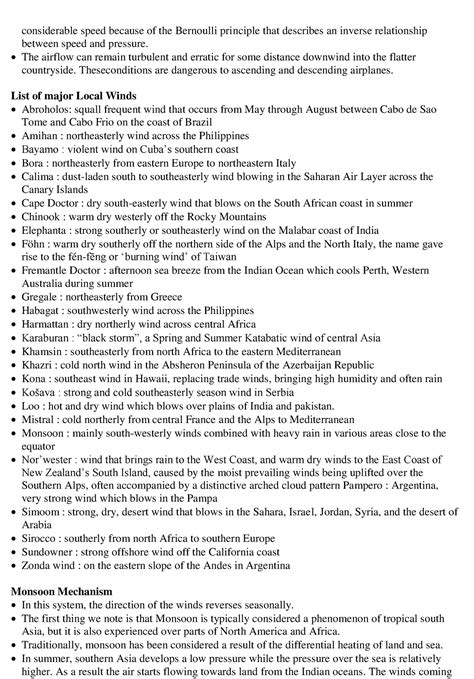 List of major Local Winds Geography - considerable speed because of the ...