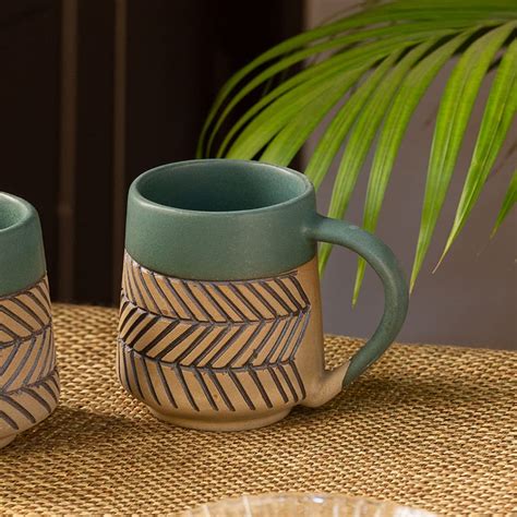 Buy ExclusiveLane 'Chevron Waves' Ceramic Handcrafted Coffee Mug Tea ...