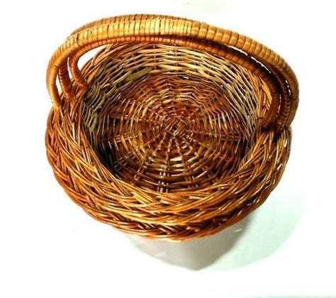 Indrani Collection Bamboo Cane Baskets with Handle ( Brown , Set of 3 ...