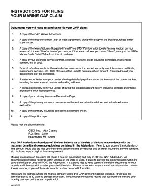 Fillable Online YOUR MARINE GAP CLAIM Fax Email Print - pdfFiller