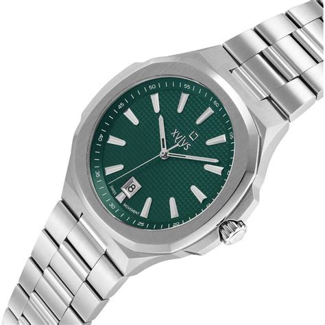 Buy Online Xylys Quartz Analog with Date Green Dial Silver Stainless ...