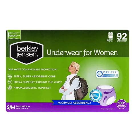 Berkley Jensen Incontinence and Post Partum Underwear for Women, Size ...