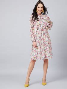 ATHENA Women A-line Pink Knee Length Dress - Buy ATHENA Women A-line ...