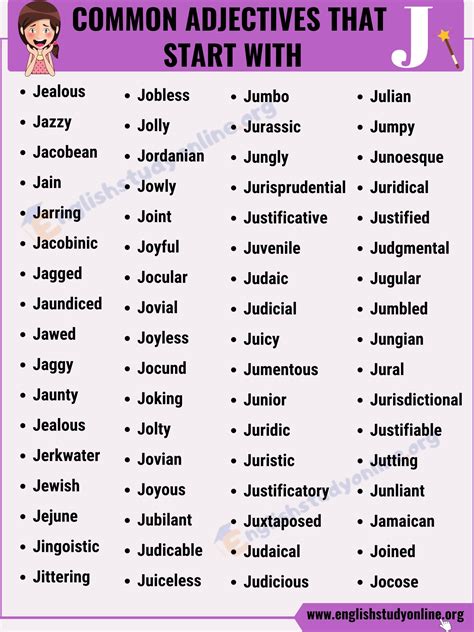Adjectives That Start with J (Common, Positive, Negative & Advanced ...