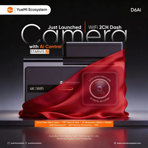 D6Ai-Yuemi Ecosystem WiFi 2CH 4K Dash Camera with Ai Control ...