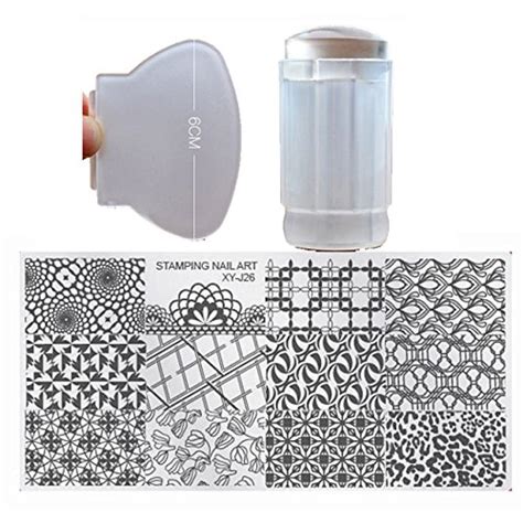 Generic 26: XY-J32 Styles Nail Art Stamping Template Pink Stamp Scraper ...