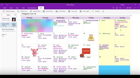 Image result for Insert Planner Calendar in OneNote
