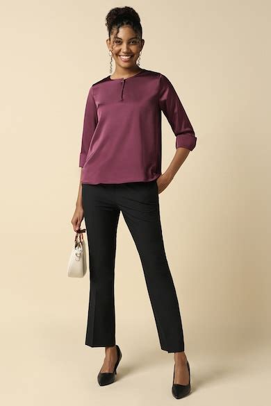 Allen Solly Woman Tops, Women Maroon Solid Formal Top for Women at ...