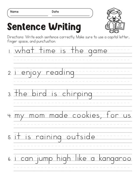 Printable Sentence Writing Worksheets – PrintableLib