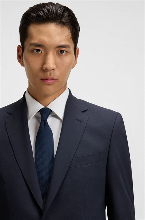 BOSS - Regular-fit suit jacket in stretch virgin wool - Blue