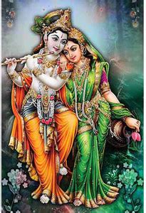 Poster N frame Radha Kishan ji UV Textured Decorative Art Print Premium ...