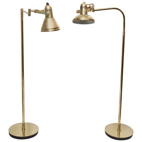 Pair of 1970s Articulated Brass Floor Reading Lamps by Nessen Studio at ...