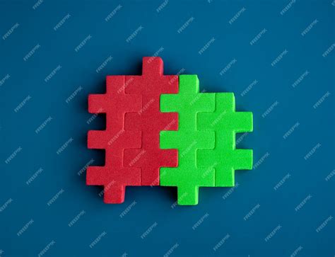 Premium Photo | Red and green puzzle blocks are perfectly put together ...