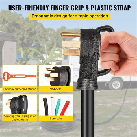 VEVOR 40FT 50A RV Camp Power Cord Generator Cord 6/3 + 8/1 AWG NEMA 14 ...