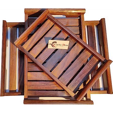 CARTADEN Wooden Serving Trays Large Medium And Small, Nesting ...