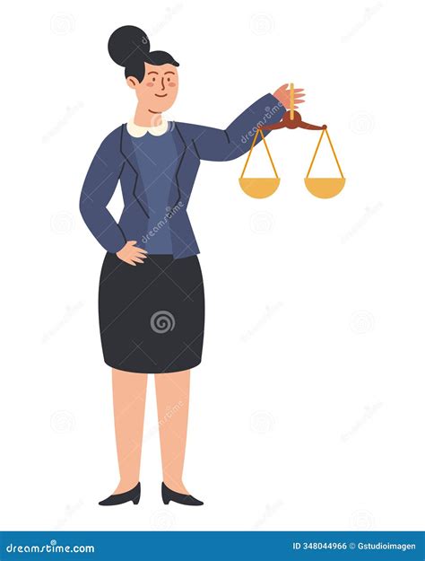 Judge Woman Holding Balance Stock Illustration - Illustration of ...