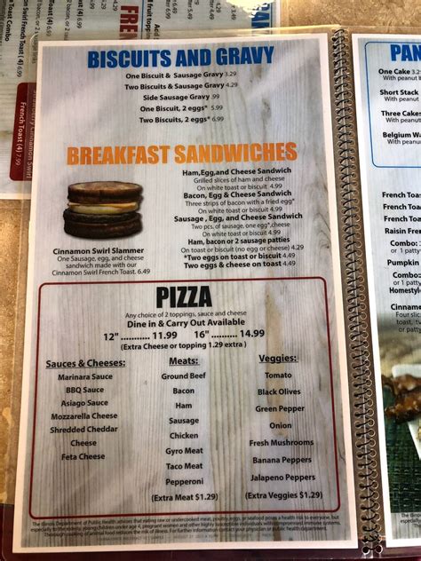 Menu at Vienna Diner restaurant, Vienna