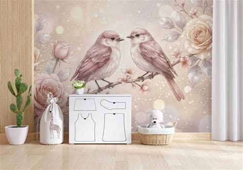 Floral Serenade Wall Mural | Birds Wallpaper for Walls