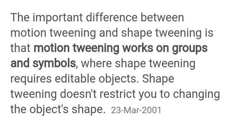 differentiate between shape tween and motion tween - Brainly.in