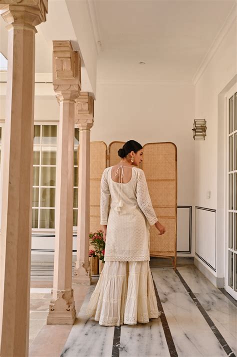 IVORY SCHIFFALI SHARARA SET – Karaj jaipur