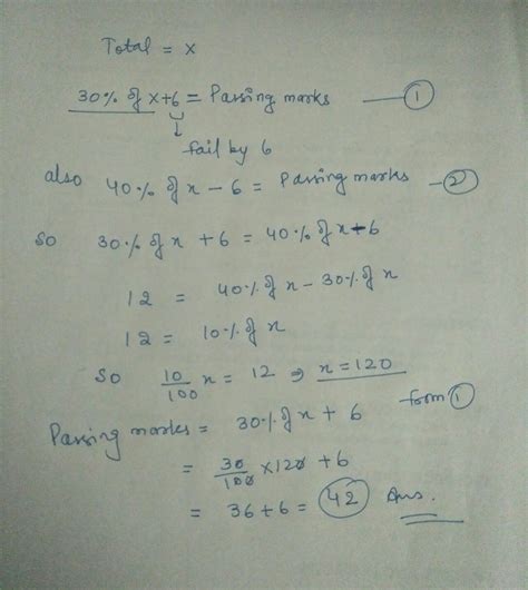 a candidate score 30% fail by 6 marks another secure 40% marks and got ...