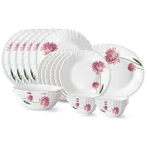 Larah by Borosil Nargis Fluted Series Opalware Dinner Set | 21 Pieces ...