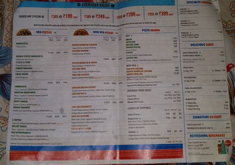 Menu at Domino's Pizza, Thanjavur