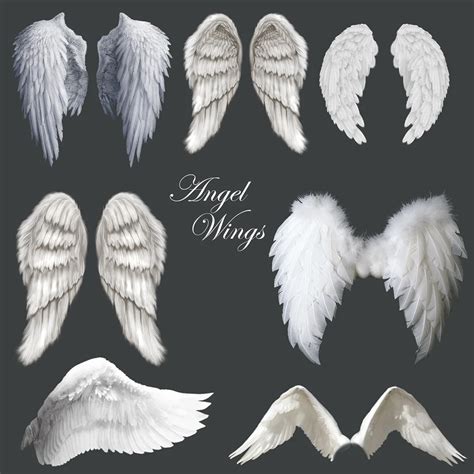 Angel Wings Clipart, White Wings Overlays - MasterBundles