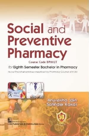 Buy Social and Preventive Pharmacy for Eighth Semester Bachelor in ...