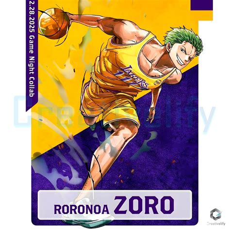 Roronoa Zoro X La Lakers One Piece PNG Epic Crossover Art - CreativeLify