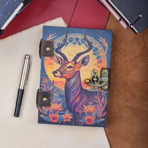 ARSHAD HANDICRAFT Stylish Deer Printed Journal A5 Diary Plain 200 Pages ...