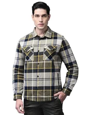 Buy Woodland Men’s Beige Multi Checks Cotton Shacket | Regular Fit ...