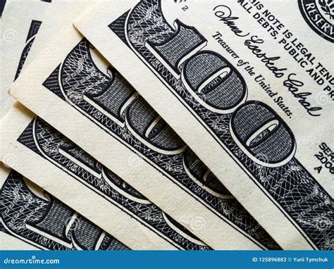 100 Dollar Bills Stacked on the Table, Close-up Stock Image - Image of ...