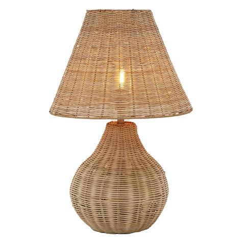 Honeybloom Natural Weaving Rattan Large Table Lamp with Shade, 24"