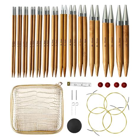 Bamboo Circular Knitting Needles Set with 13 Sizes,Interchangeable ...