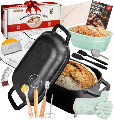 Dutch Oven for Bread Baking-3.6QT Oval Cast Iron Pot Bread Pan with Lid ...