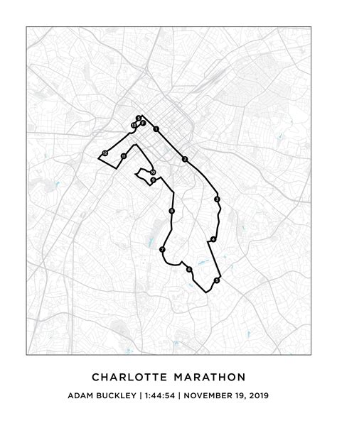 Charlotte Half-marathon Course Map Personalized Charlotte Half-marathon ...