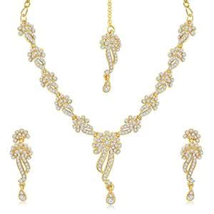 Sukkhi Astonish Gold Plated Wedding Jewellery Austrian Diamond Necklace ...
